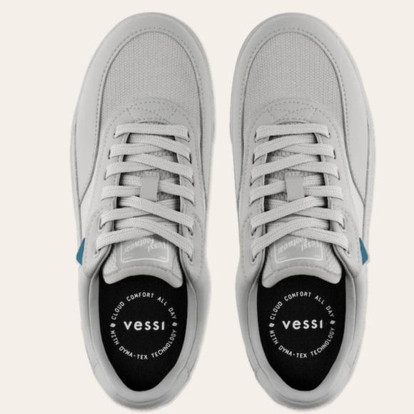 Vessi Courtside Classic Fog Gray Waterproof Lace Up Low Top Sneakers NWOB - Picture 2 of 13